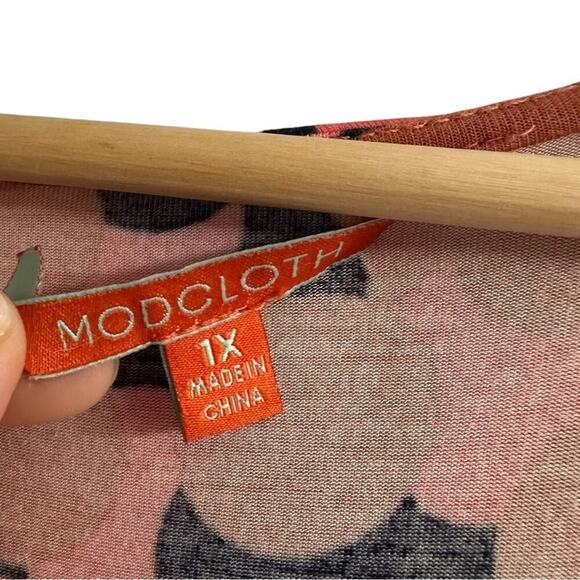 ModCloth Dress Midlength Tie Polka Dot Casual Dress Summer Red Plus Size 1X - Picture 4 of 5